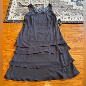 SLNY chiffon tiered beaded dress womens size 10 NWT